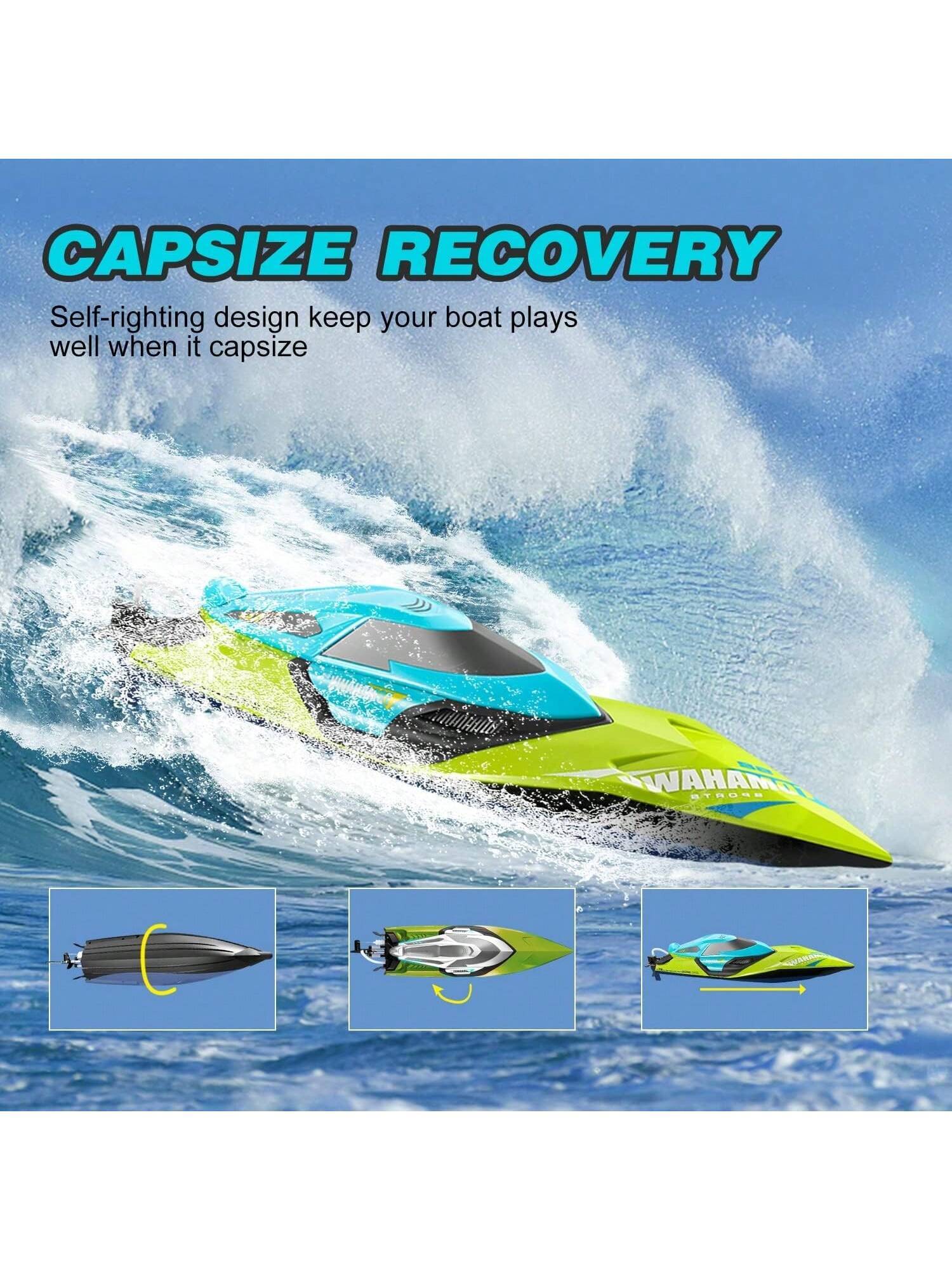 4DRC S2 4DRC Fast RC Boat For Pools And Lakes,Remote Control Boat With LED Lights,2.4GHz High Speed RC Racing Boats For Lakes, Low Battery Alarm,logistics Is Randomly Dispatched By UPS,USPS And FEDEX