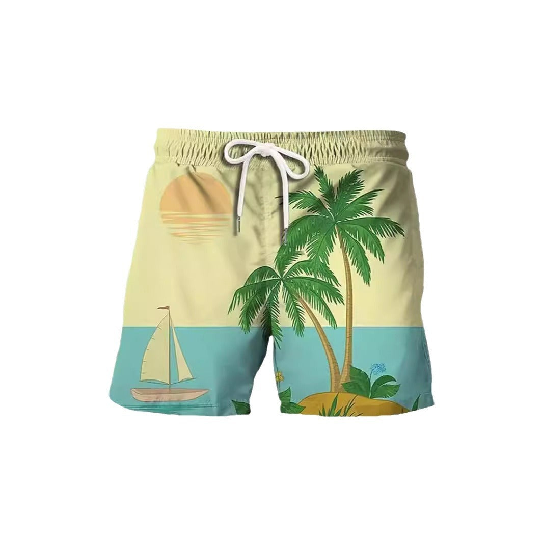 Summer Japanese Banana Leaf Beach 3D Digital Printing Beach Pants Men's Casual Shorts