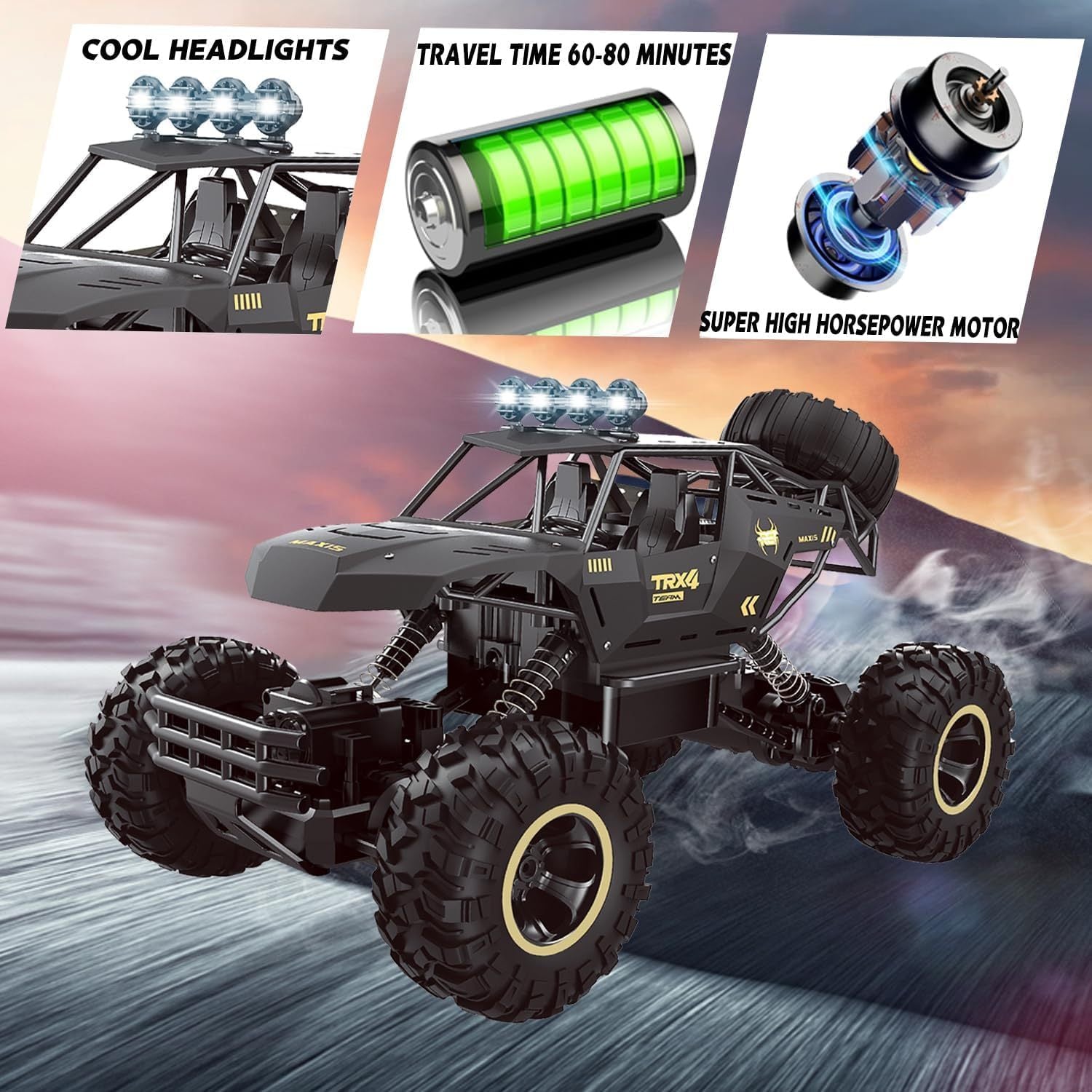 2025 NEW 4DRC Rc Car  Rock Crawler Rechargeable Off Road Truck 4WD , Metal Shell LED Headlights RC Remote Control Off Road Car Truck,Logistics Is Randomly Sent By UPS,USP.