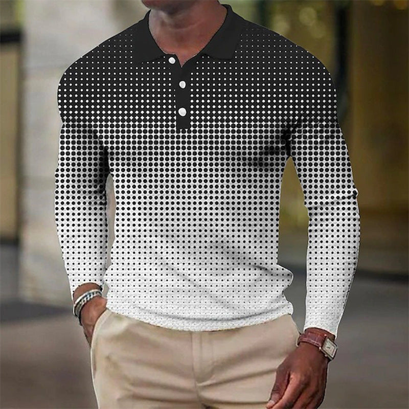 Men's Long Sleeve Inner Wear Loose Casual Solid Color Gradient Top