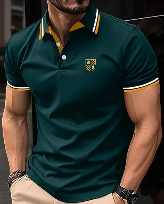 Men's Printed Color Short-sleeved Lapel Shirt