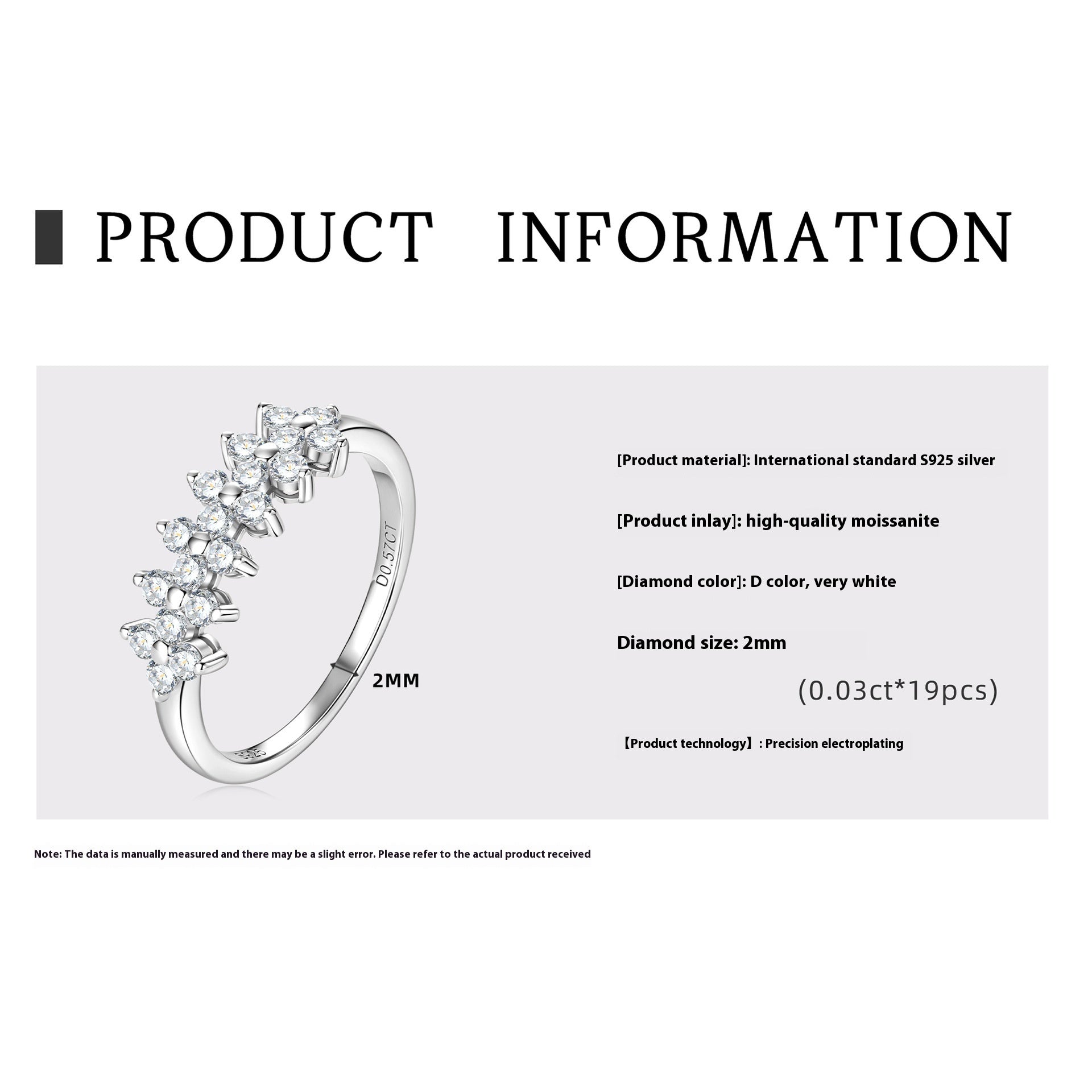 Moissanite S925 Sterling Silver Ring Niche Advanced Sense