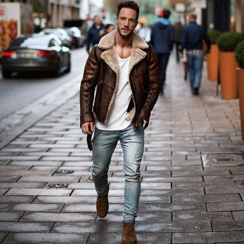 Casual Fashion Street Personality Artificial Leather Jacket