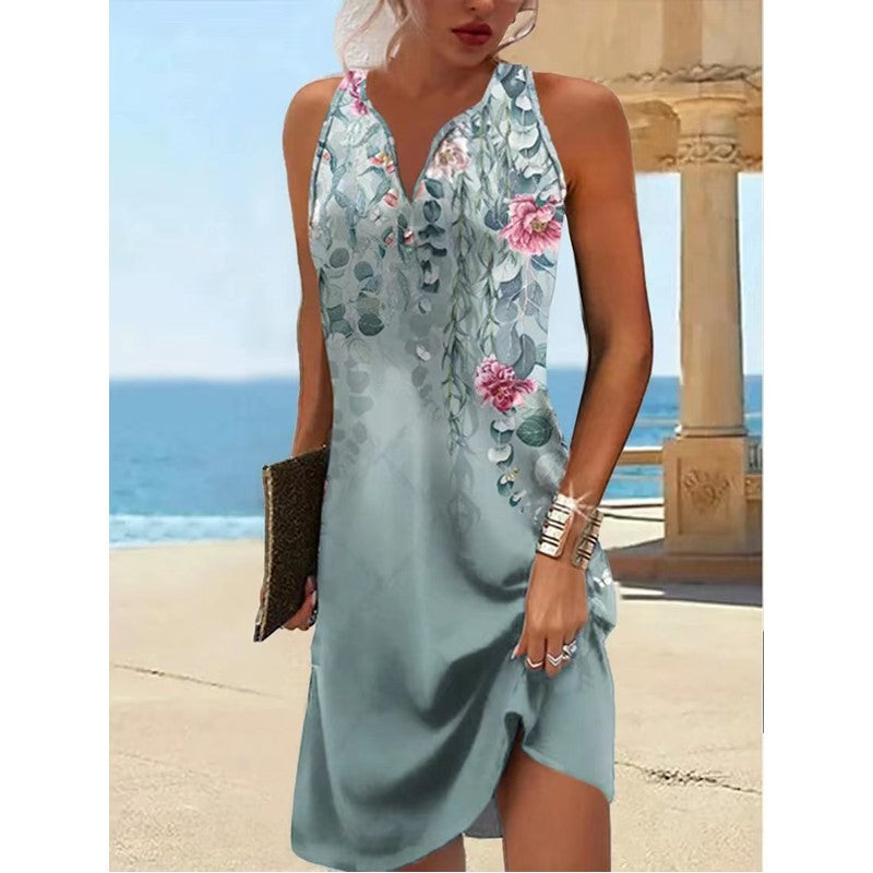 Fashion Personality Lady's Flower Printing Dress