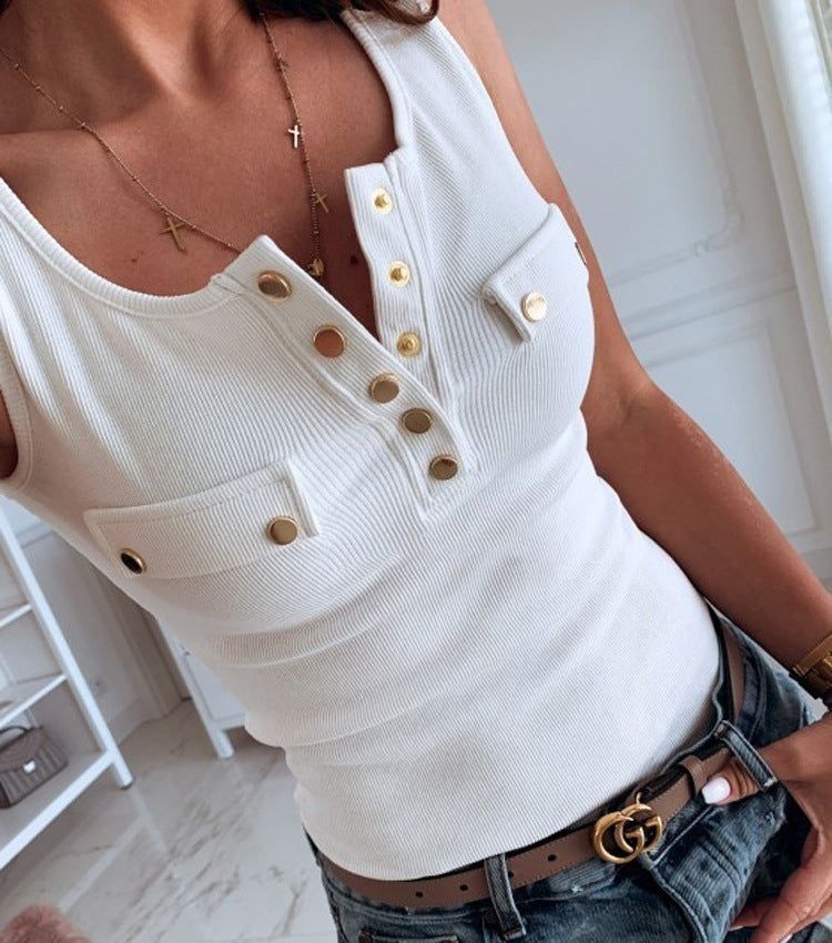 Sleeveless tight solid color top