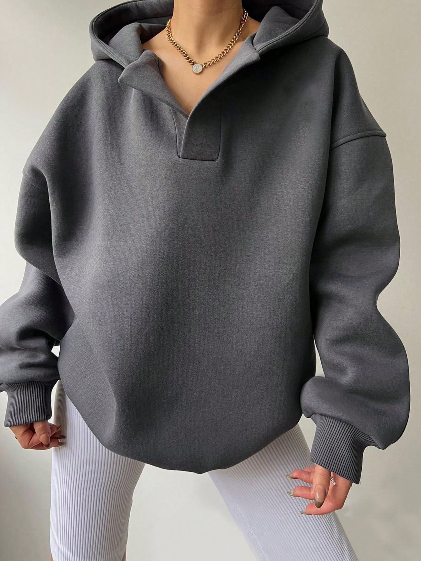 Women's Solid Color Hoodies Long Sleeve Hooded Solid Color Loose Sweater