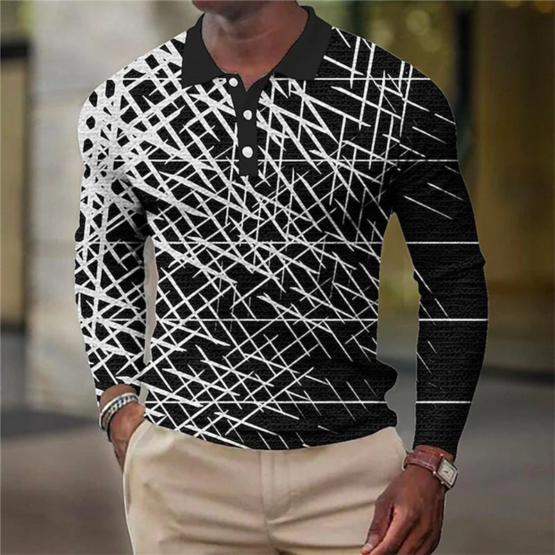 Men's Long Sleeve Inner Wear Loose Casual Solid Color Gradient Top