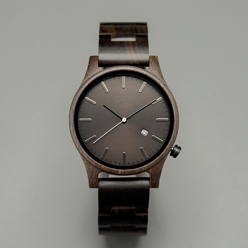 Wood Quartz Pointer Watch Men