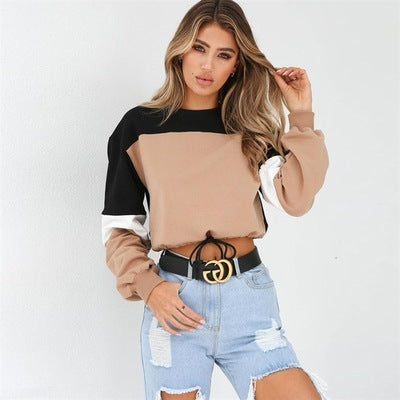 Lace Stitching Long-Sleeved Round Neck Sweater Women's Clothing