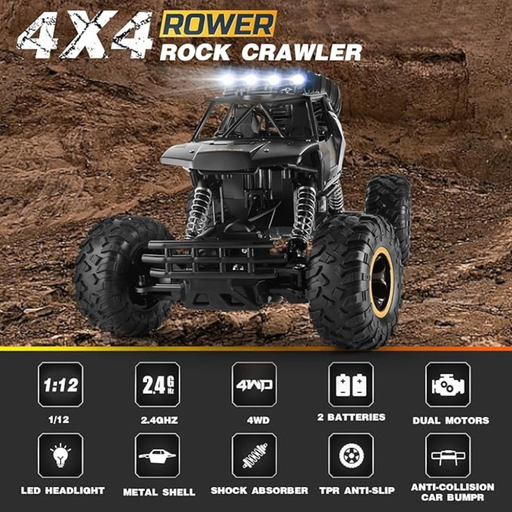 UK 4DRC Rc Car Rock Crawler Rechargeable Off Road Truck 4WD , Metal Shell LED Headlights RC Remote Control Off Road Car Truck,Logistics Is Randomly Sent By EVRI,DPD,Amazon Logistics,Royal Mail