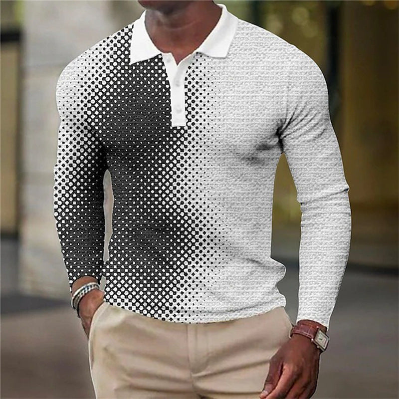 Men's Long Sleeve Inner Wear Loose Casual Solid Color Gradient Top