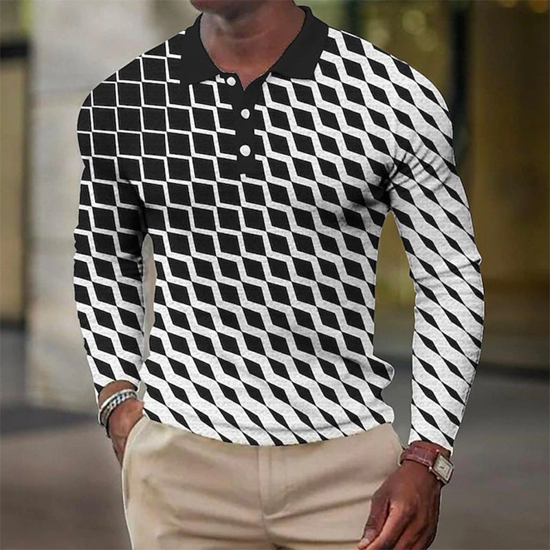 Men's Long Sleeve Inner Wear Loose Casual Solid Color Gradient Top